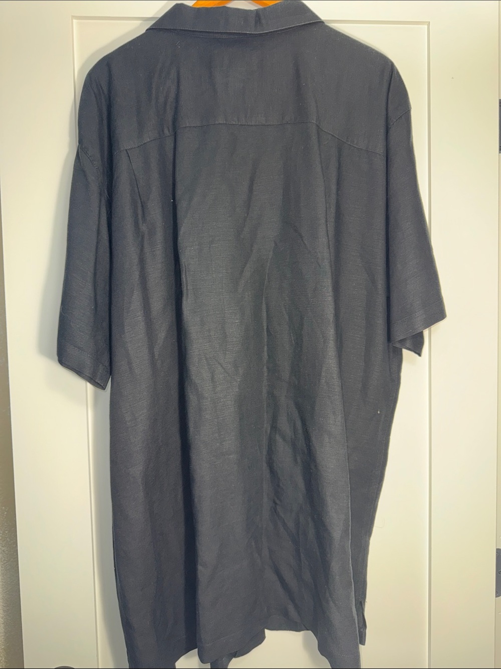Summa Black Bamboo-Print linen blended Short-Sleeve Men's Shirt Sz XLT - Picture 5 of 5